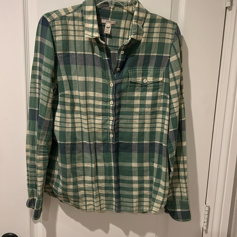 J crew long sleeve cotton plaid shirt